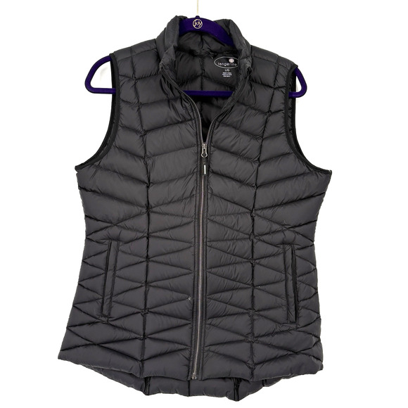 Tangerine Puffer Vest Juniors Large Black Full Zip Cozy Nature Outdoors - Picture 1 of 6